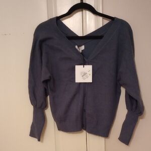 Latitude Women's V-Neck Button-Up Sweater - Blue